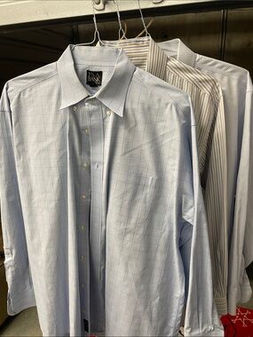 Jos. A. Bank Pale Blue Windowpane Dress Shirt 16 1/2-34 lot of 3